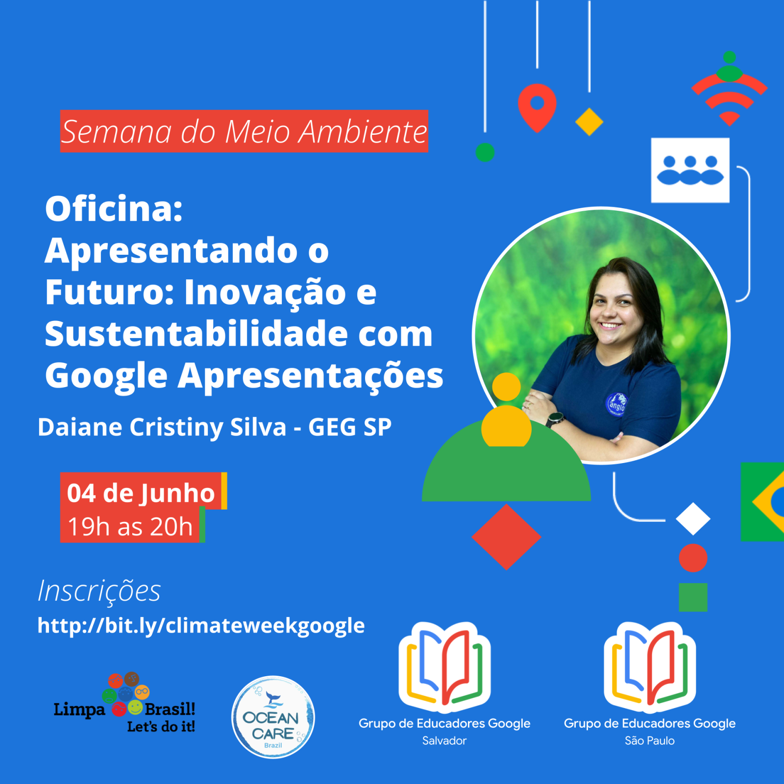 Oficina: Apresentando o futuro - Inovação e sustentabilidade com o Google apresentações.