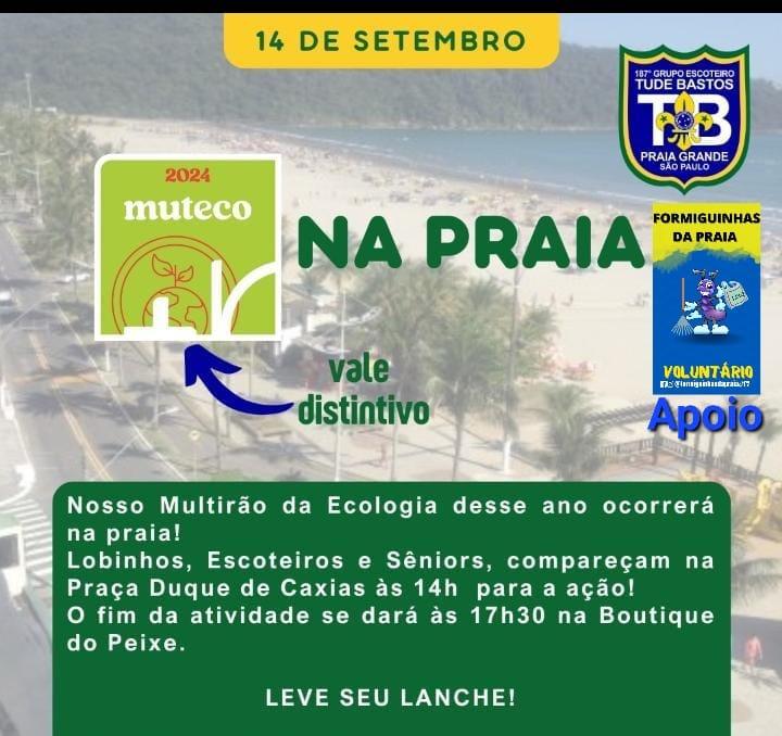 Caminhada e mutirão de limpeza de praia com os escoteiros em Praia Grande/SP