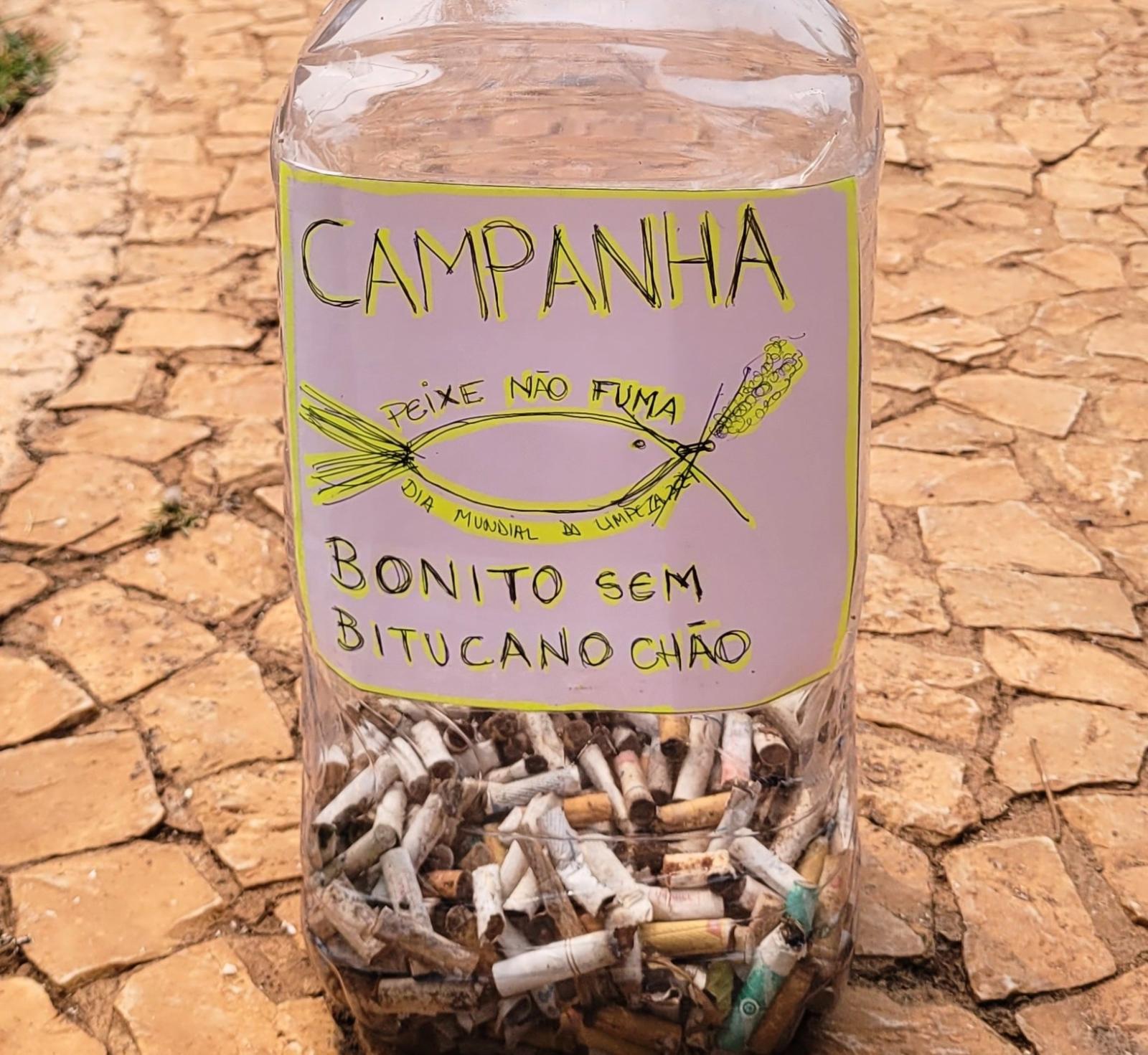 Coleta voluntária de bitucas de cigarro em Bonito, MS .  Campanha DML 