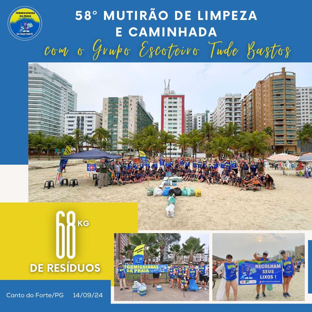 Mutirão de limpeza  e Caminhada FORMIGUINHAS DA PRAIA com o Grupo Escoteiros Tude Bastos