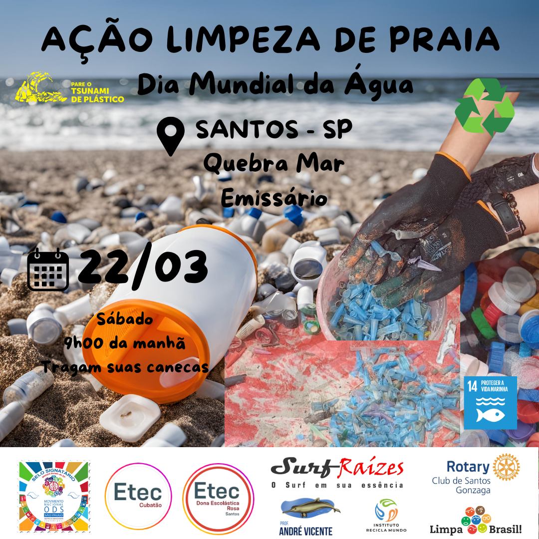 AÇÃO DE LIMPEZA DE PRAIA  - DIA MUNDIAL DA ÁGUA